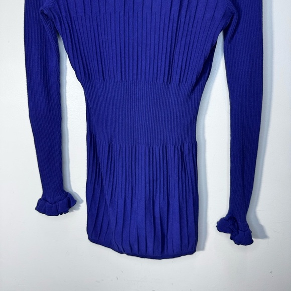 Eccoci Purple Vneck Ruffle Cardigan Sweater Size Medium 100% Cotton - Picture 9 of 9